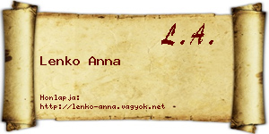 Lenko Anna névjegykártya